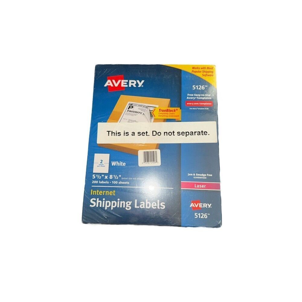 Avery 5126 Shipping Address, Half Sheet Labels, Laser Printers, 2 Packs (400) - Picture 2 of 3